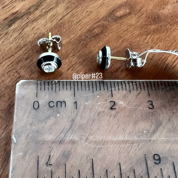 NWT Judith Ripka JR TWO Adrienne Diamond and Black Enamel Stud Earrings - Picture 8 of 13